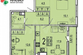 2-к. квартира, 64 м², 13/24 эт.